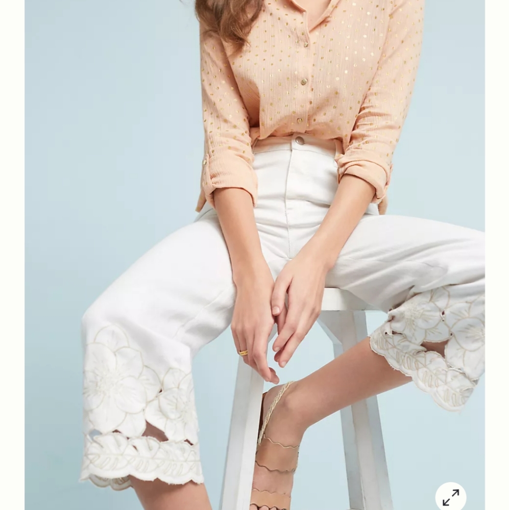 Anthropologie Pilcro wide leg crop white jeans 27